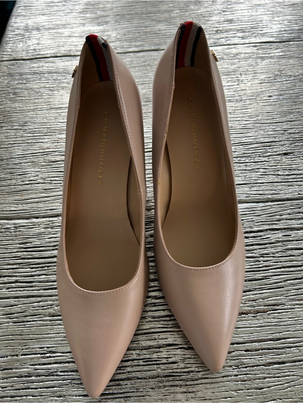 Tommy Hilfiger Blush Pointed-Toe Pumps with Signature Stripe